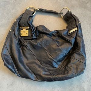 Juicy couture black leather hobo Y2K vintage